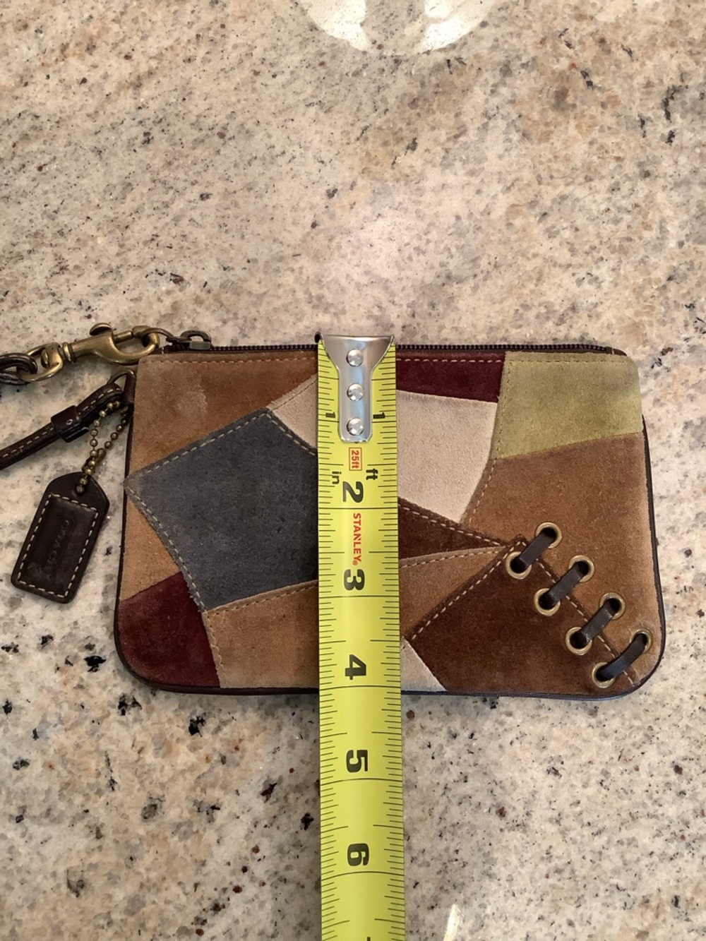 Vintage Coach Patchwork Suede Wristlet -(Green, Burgundy, Tan, Blue, Brown) - Picture 6 of 6